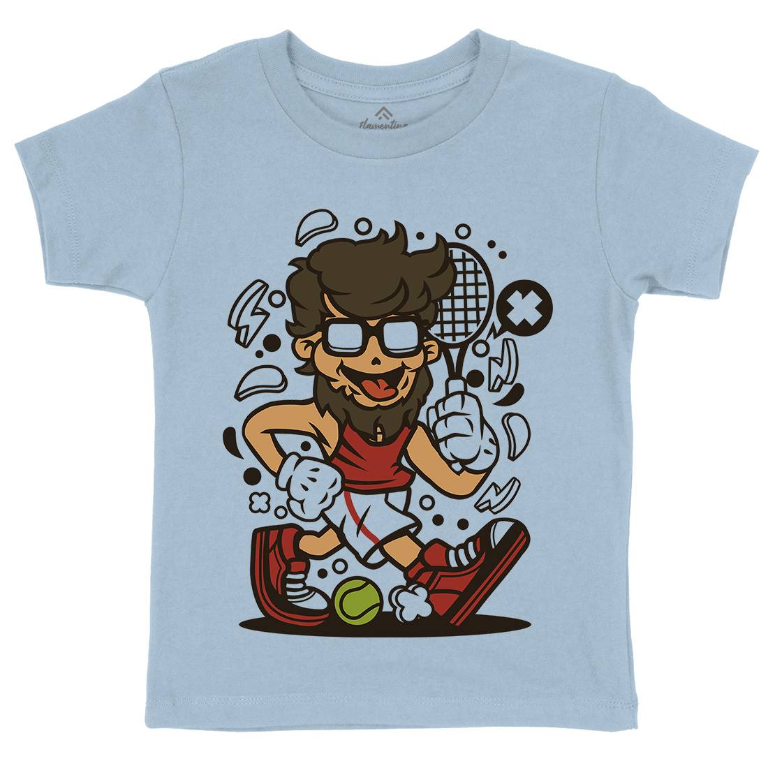 Hipster Tennis Player Kids Organic Crew Neck T-Shirt Barber C141