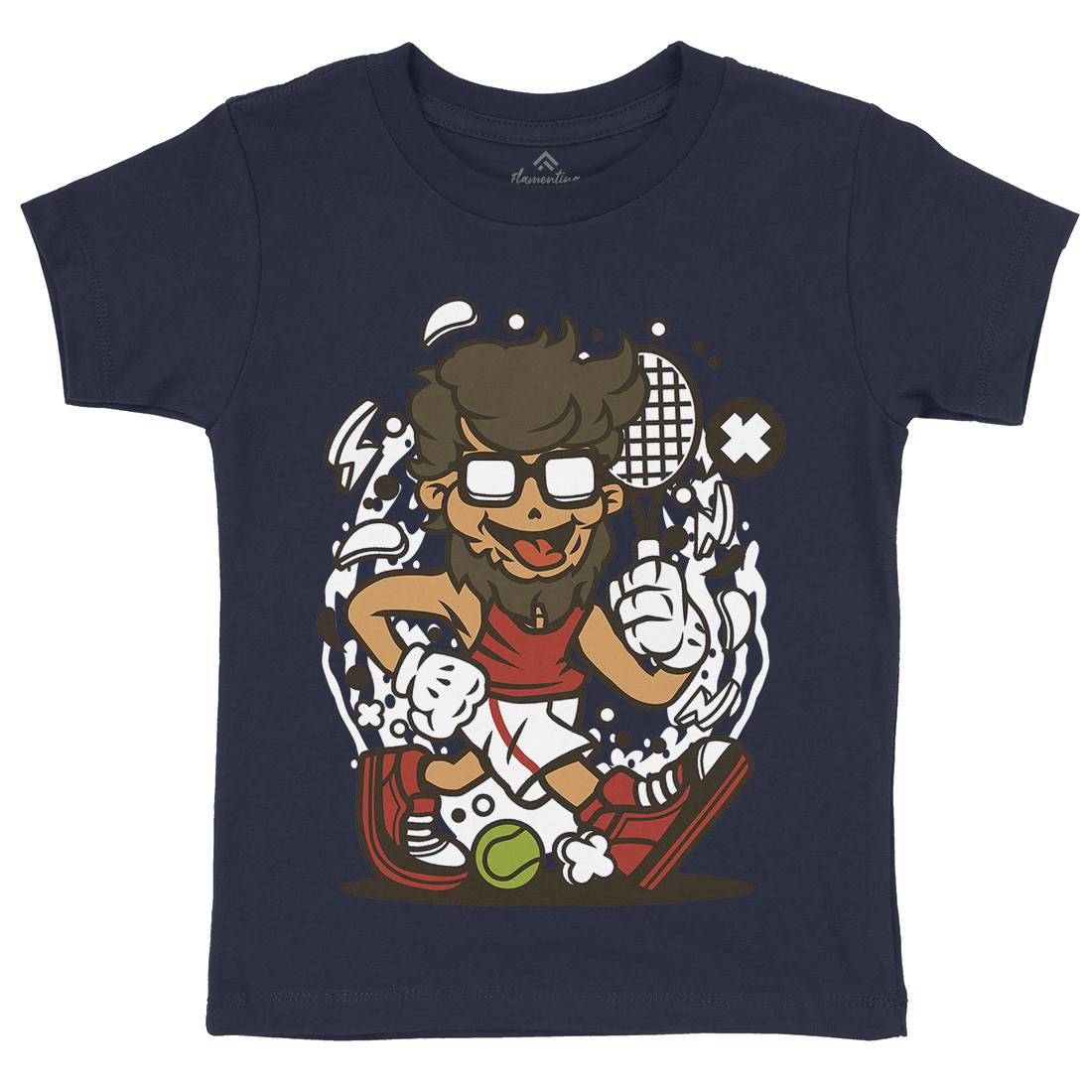 Hipster Tennis Player Kids Organic Crew Neck T-Shirt Barber C141