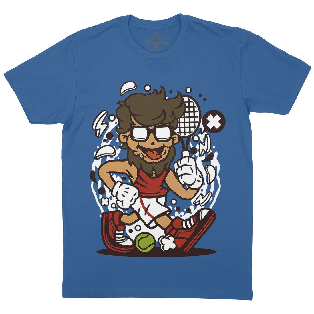 Hipster Tennis Player Mens Crew Neck T-Shirt Barber C141
