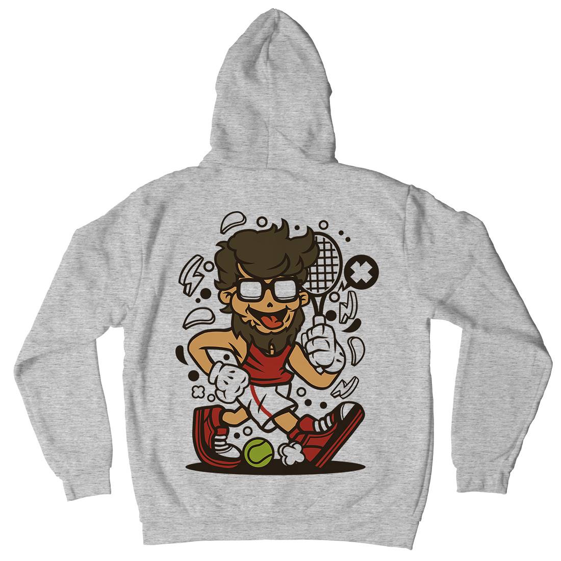 Hipster Tennis Player Mens Hoodie With Pocket Barber C141