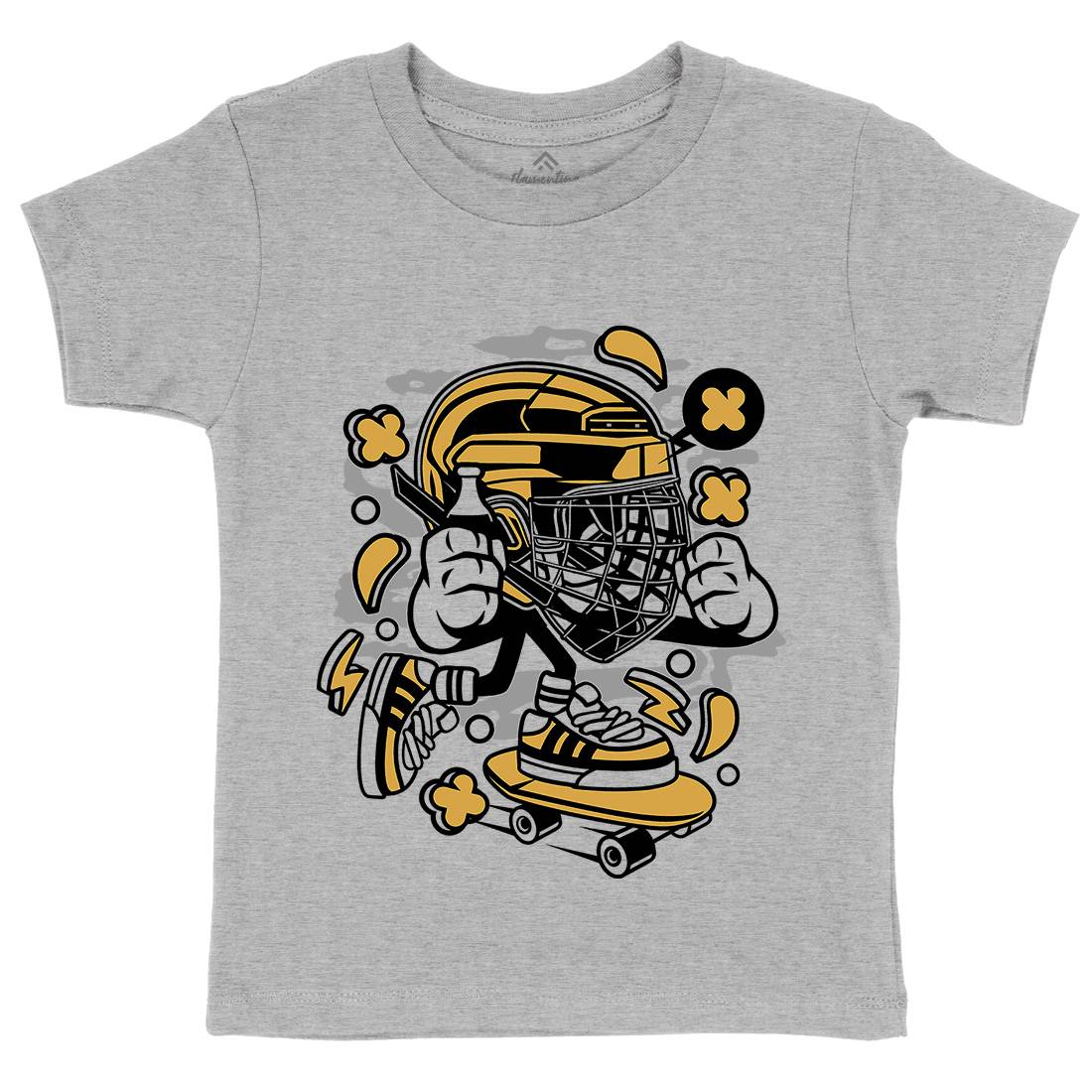 Hockey Skater Kids Organic Crew Neck T-Shirt Sport C143