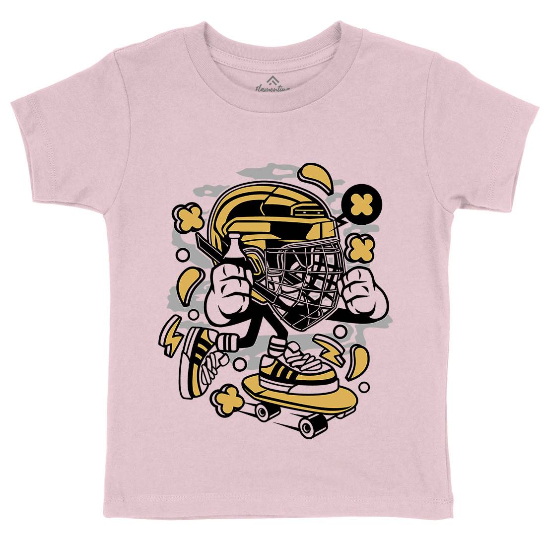 Hockey Skater Kids Organic Crew Neck T-Shirt Sport C143