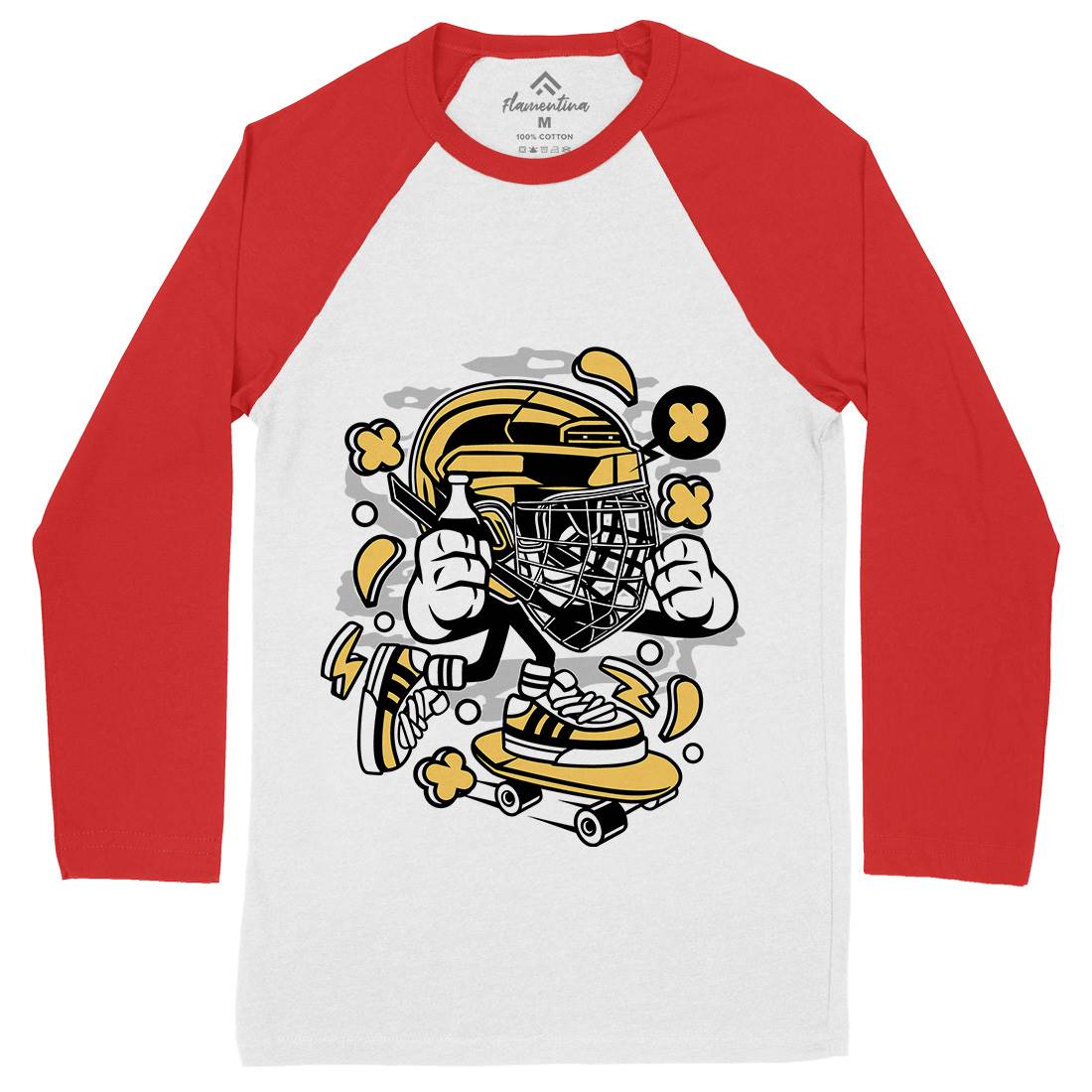 Hockey Skater Mens Long Sleeve Baseball T-Shirt Sport C143