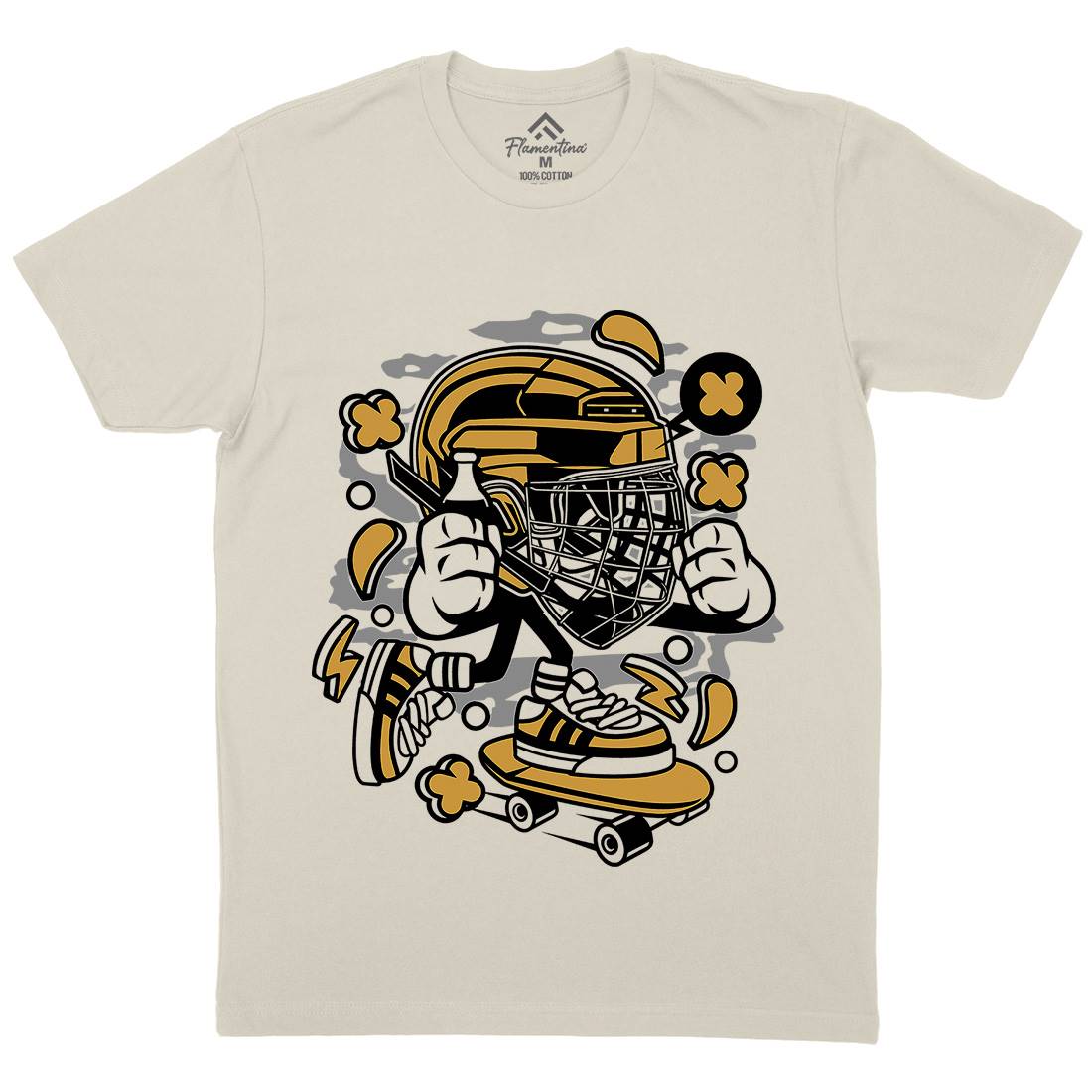 Hockey Skater Mens Organic Crew Neck T-Shirt Sport C143