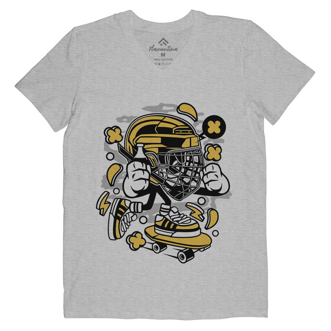 Hockey Skater Mens Organic V-Neck T-Shirt Sport C143