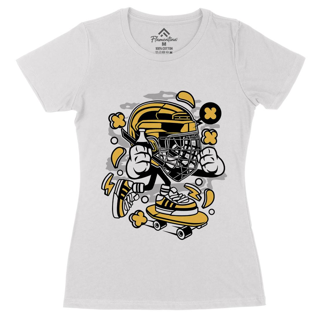 Hockey Skater Womens Organic Crew Neck T-Shirt Sport C143