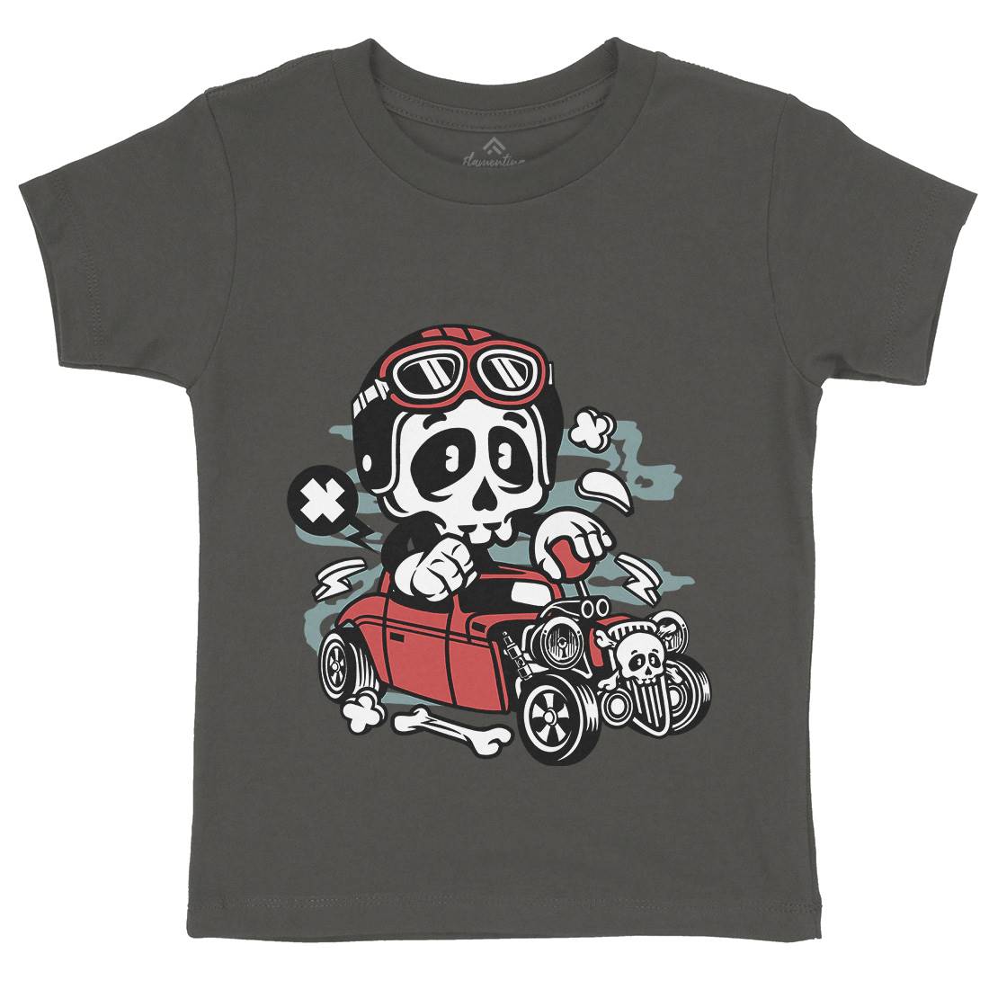 Hot Rod Skull Kids Crew Neck T-Shirt Cars C145