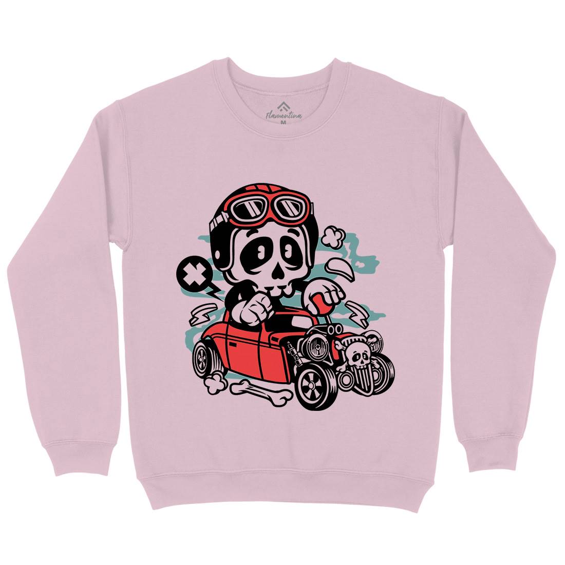 Hot Rod Skull Kids Crew Neck Sweatshirt Cars C145