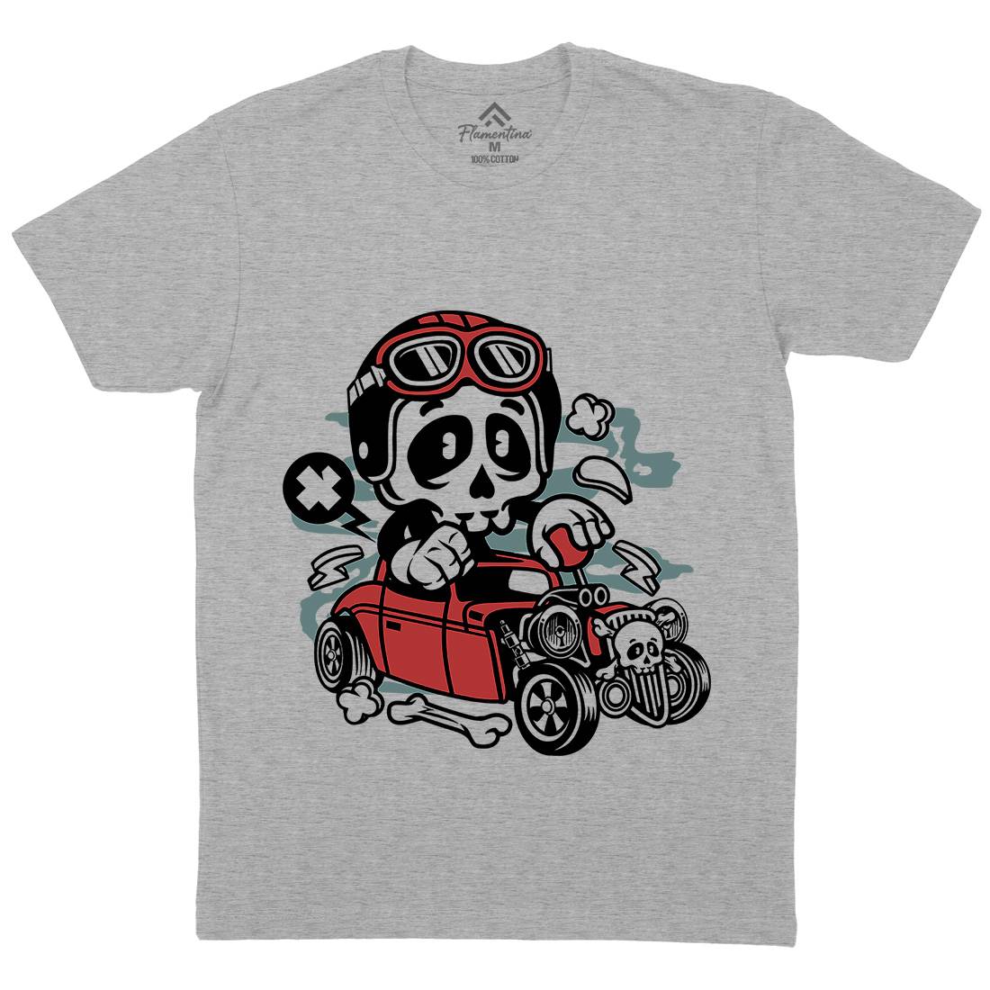Hot Rod Skull Mens Crew Neck T-Shirt Cars C145