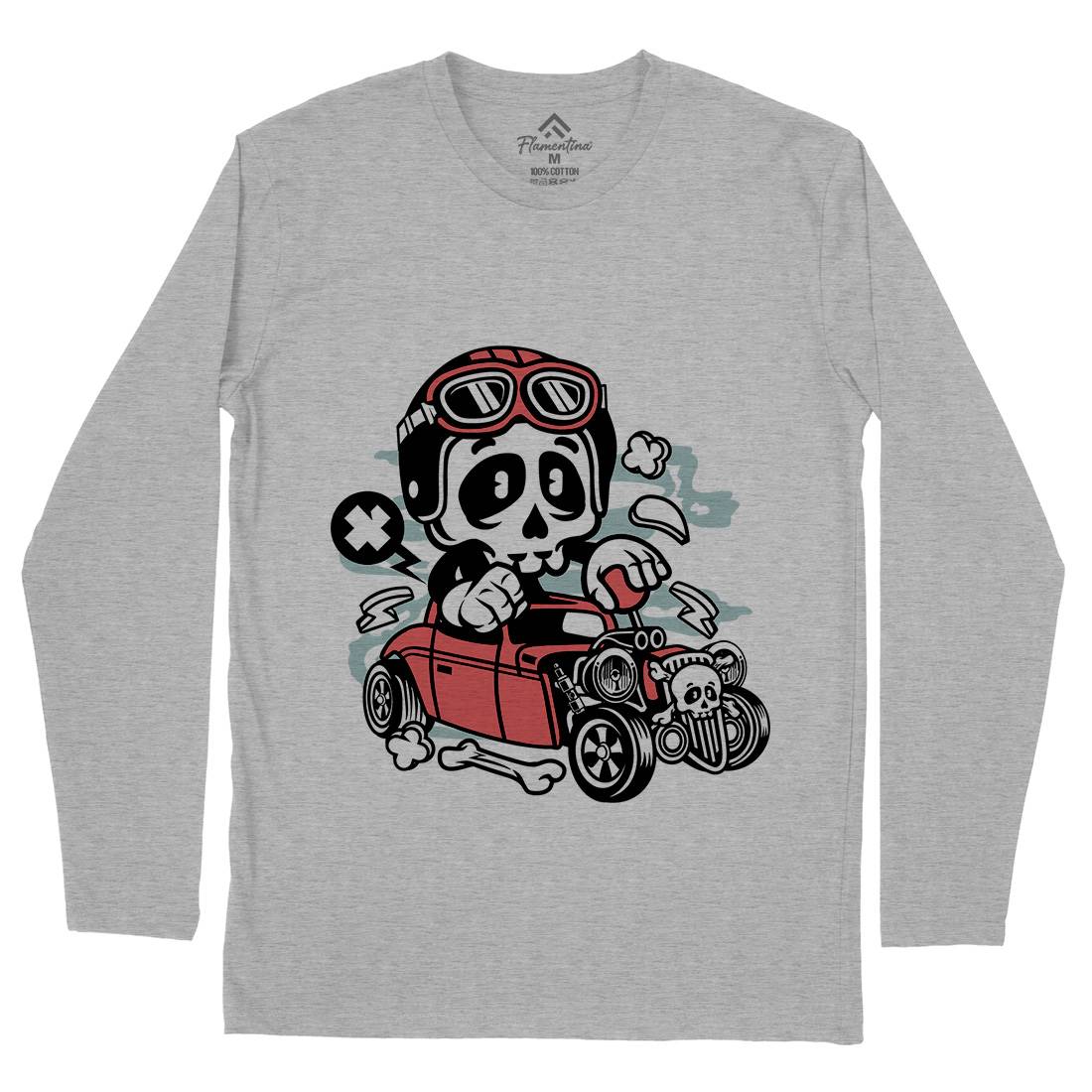 Hot Rod Skull Mens Long Sleeve T-Shirt Cars C145