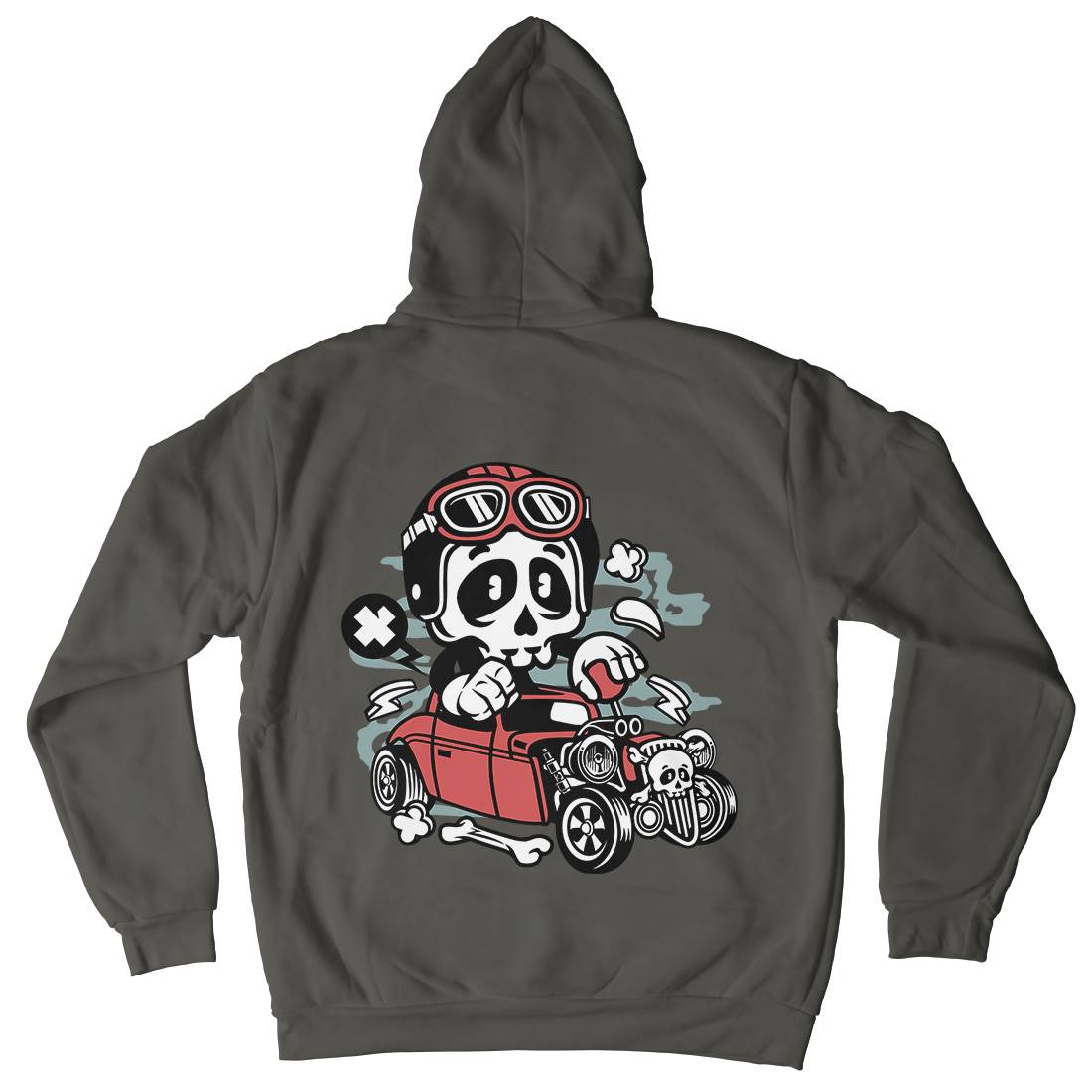 Hot Rod Skull Kids Crew Neck Hoodie Cars C145