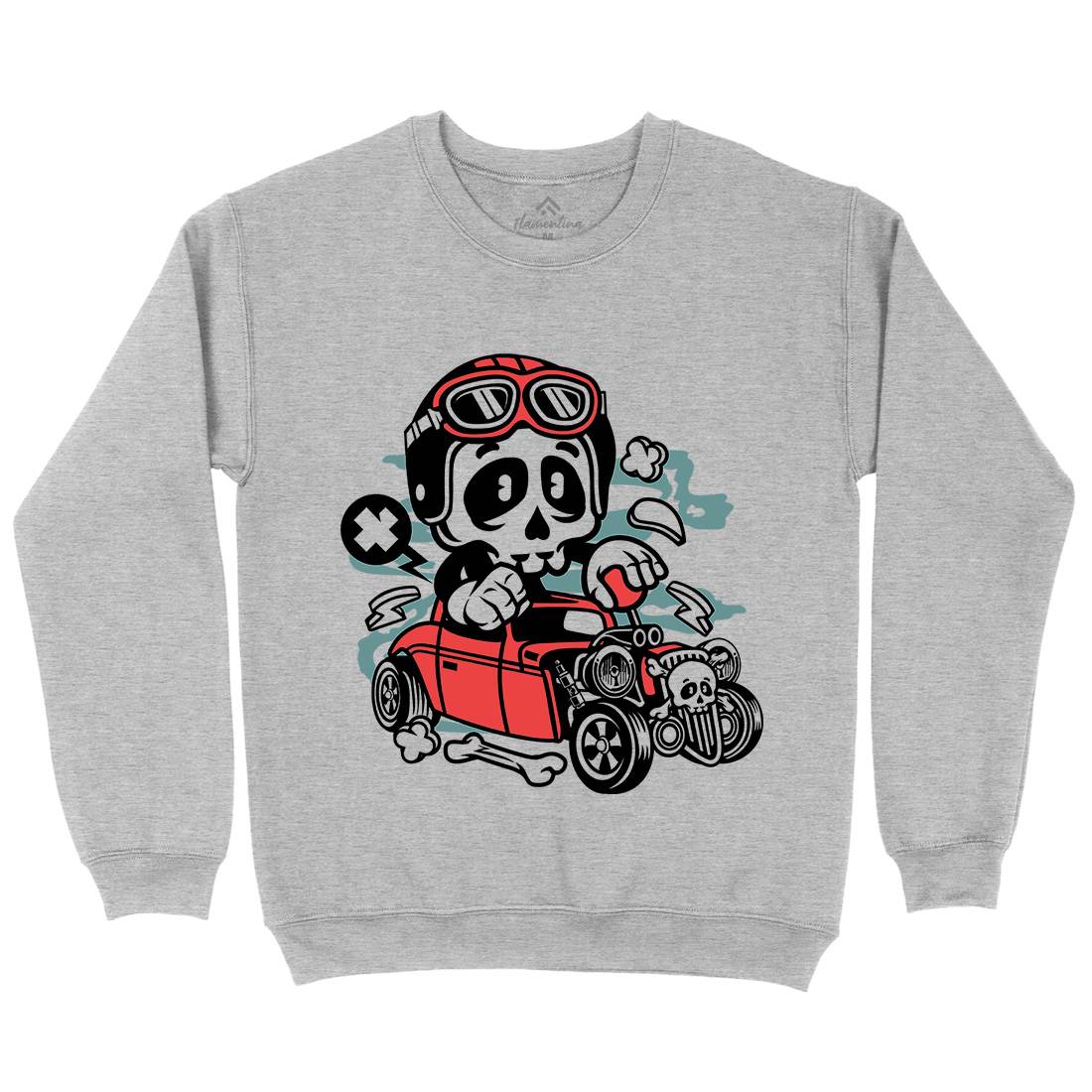 Hot Rod Skull Mens Crew Neck Sweatshirt Cars C145