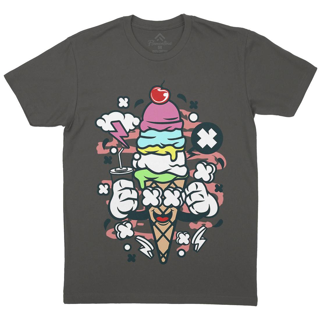 Ice Cream Mens Organic Crew Neck T-Shirt Food C146