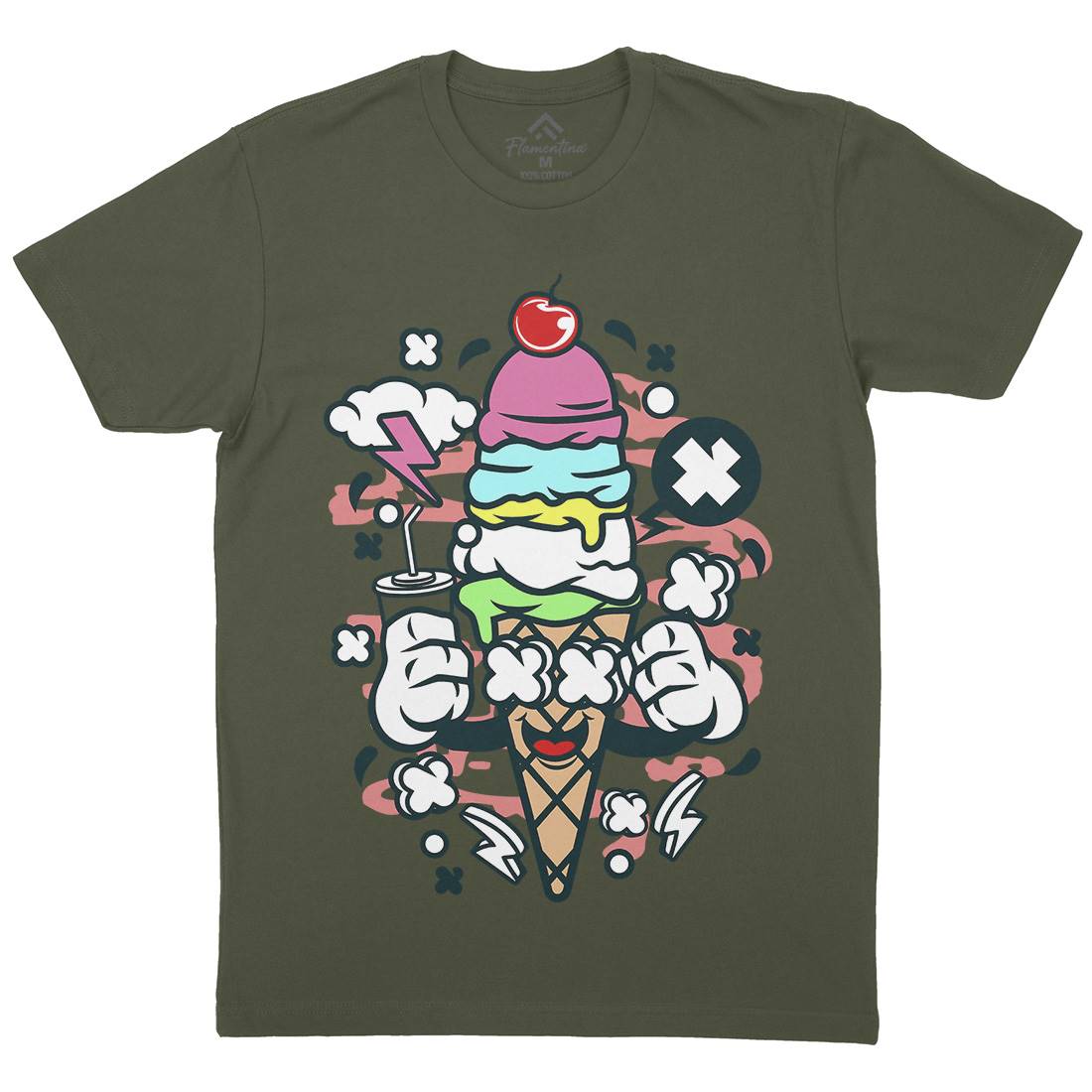 Ice Cream Mens Crew Neck T-Shirt Food C146