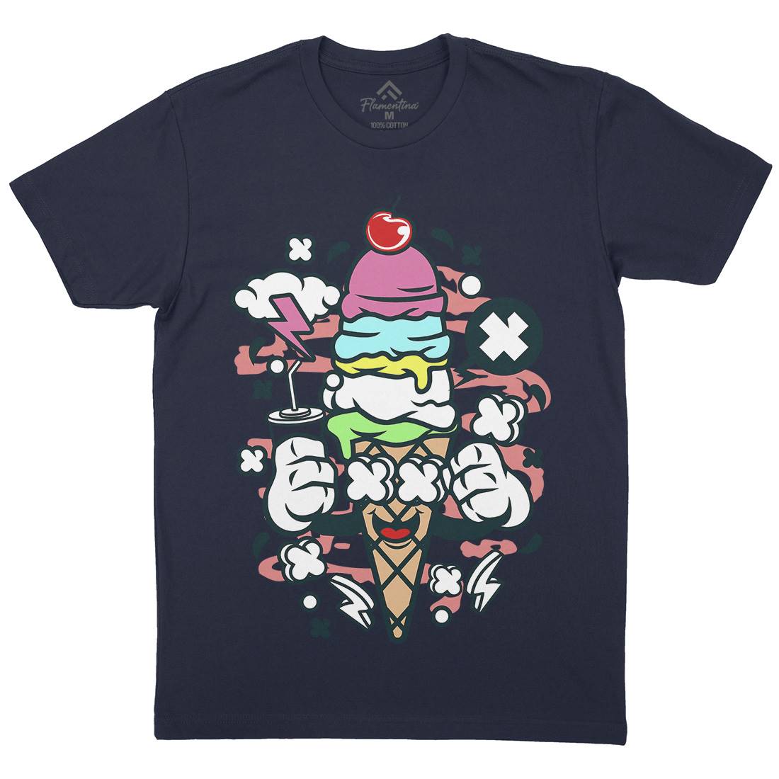 Ice Cream Mens Organic Crew Neck T-Shirt Food C146