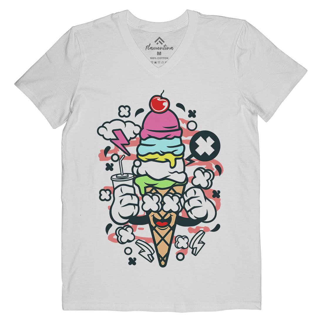 Ice Cream Mens V-Neck T-Shirt Food C146