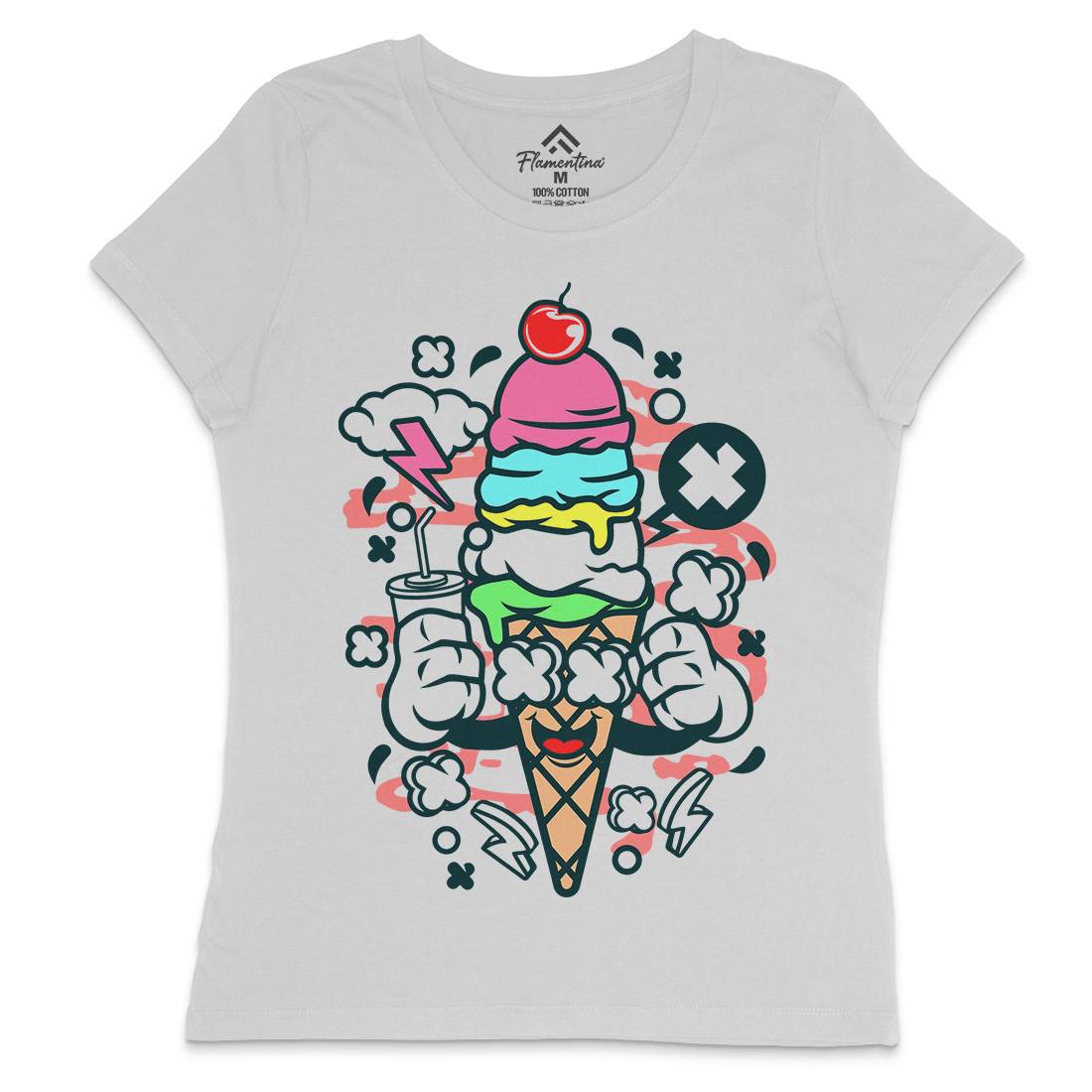 Ice Cream Womens Crew Neck T-Shirt Food C146