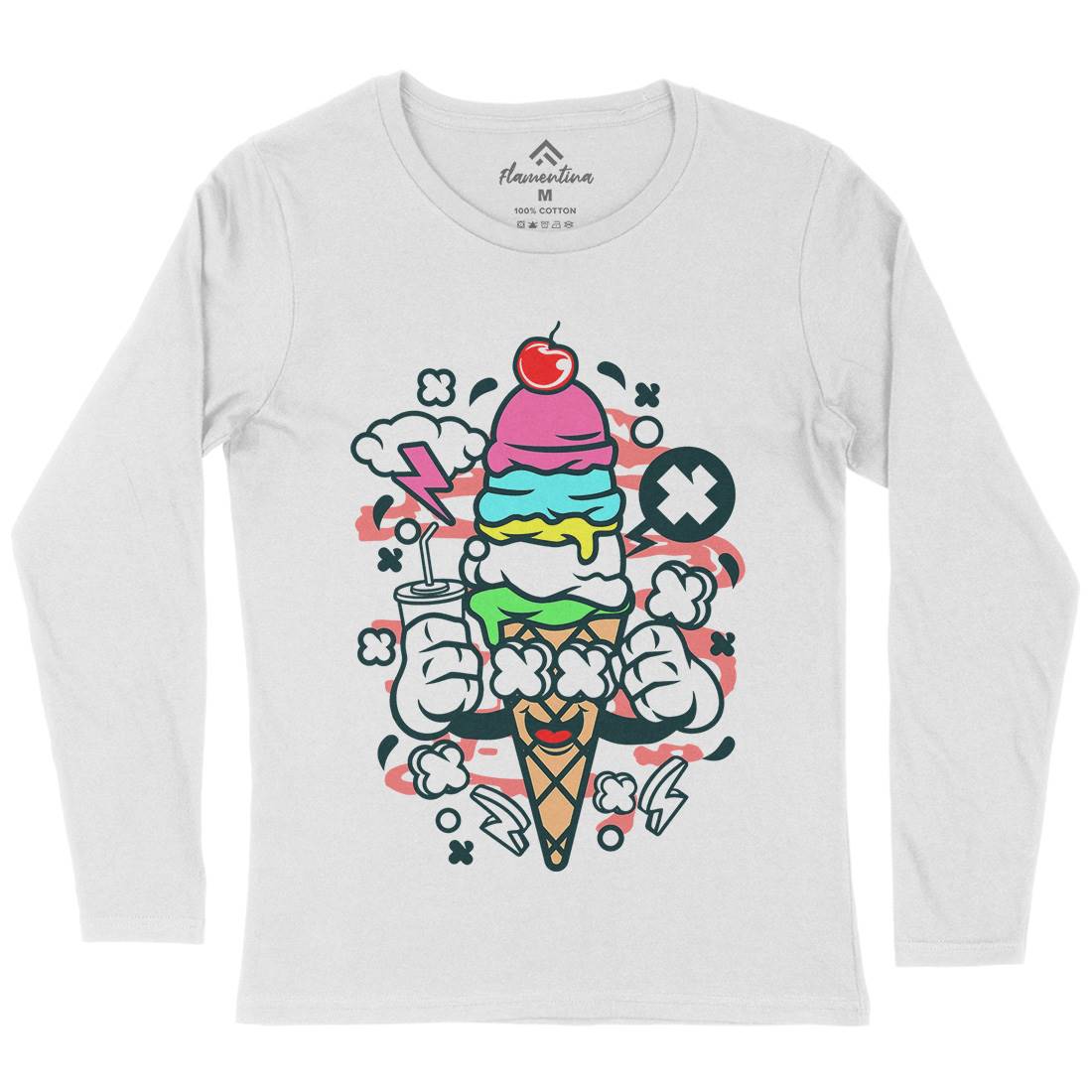 Ice Cream Womens Long Sleeve T-Shirt Food C146