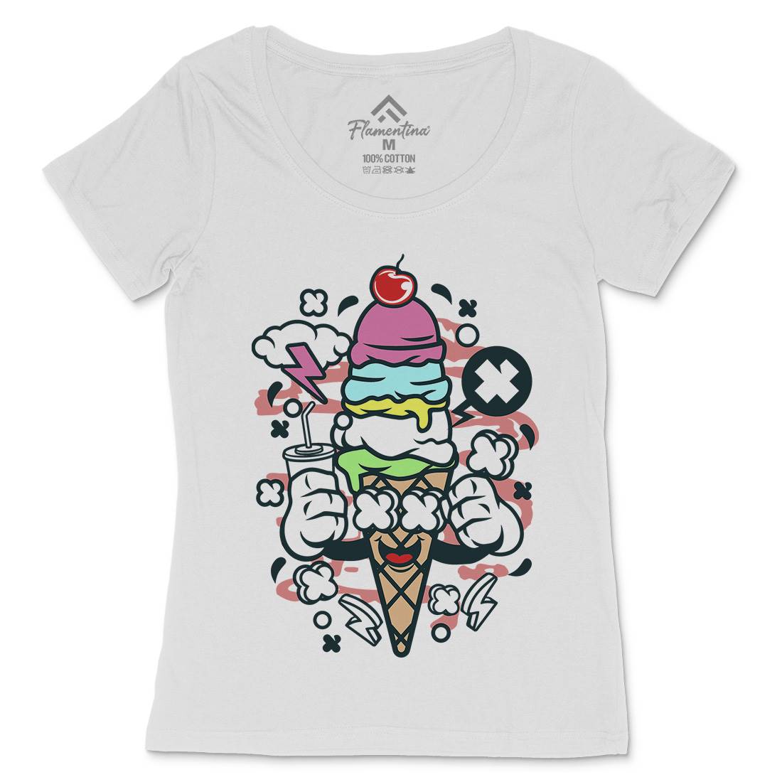 Ice Cream Womens Scoop Neck T-Shirt Food C146