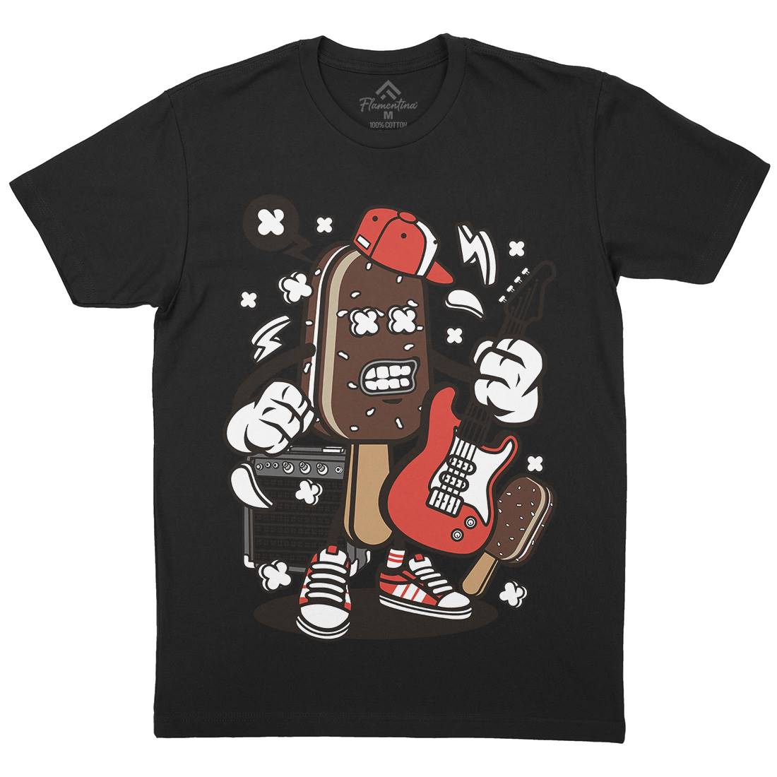Ice Cream Rock Star Mens Organic Crew Neck T-Shirt Music C148