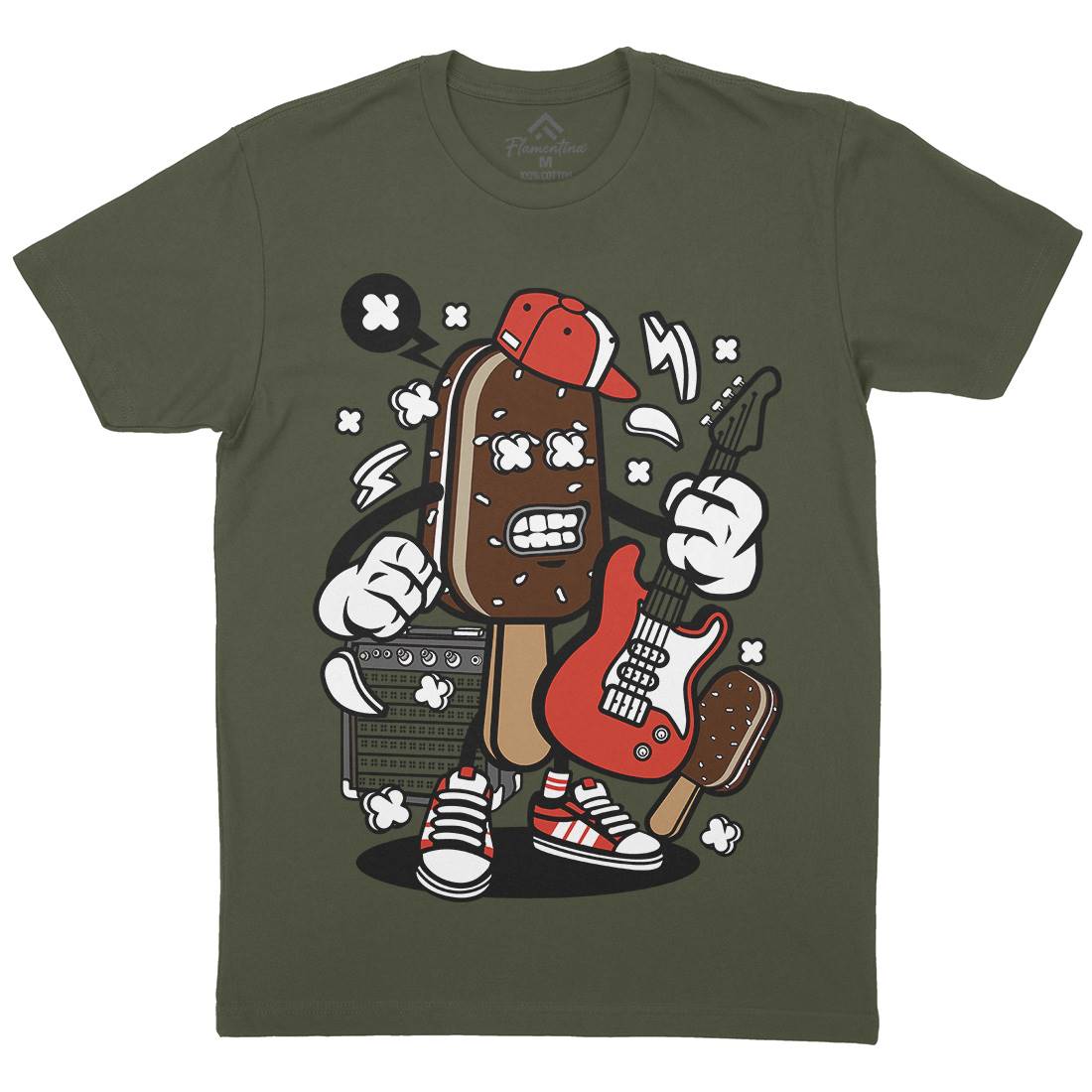 Ice Cream Rock Star Mens Organic Crew Neck T-Shirt Music C148