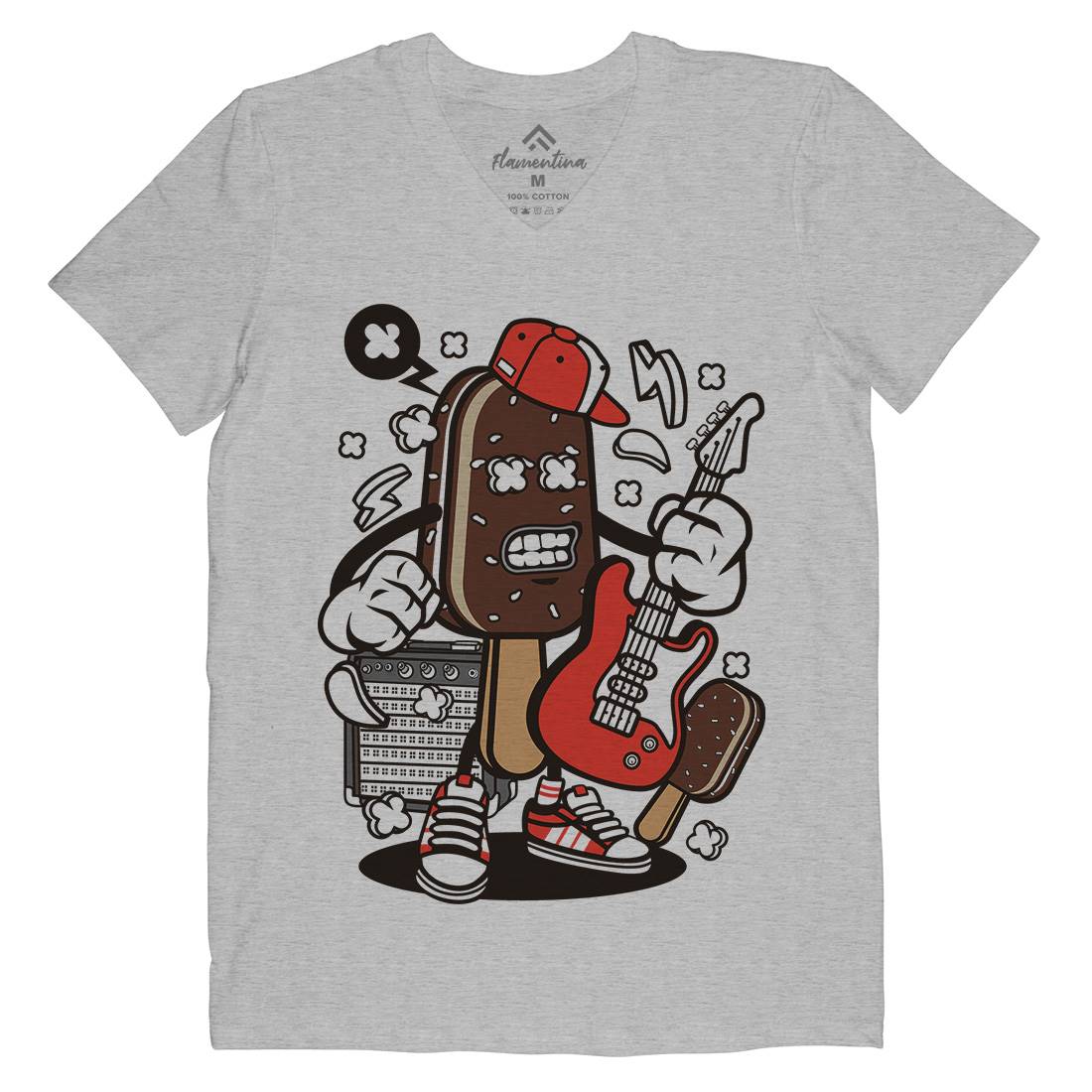 Ice Cream Rock Star Mens Organic V-Neck T-Shirt Music C148
