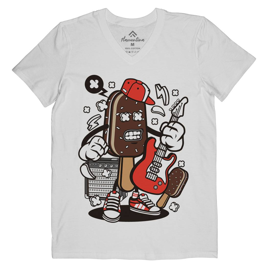 Ice Cream Rock Star Mens Organic V-Neck T-Shirt Music C148