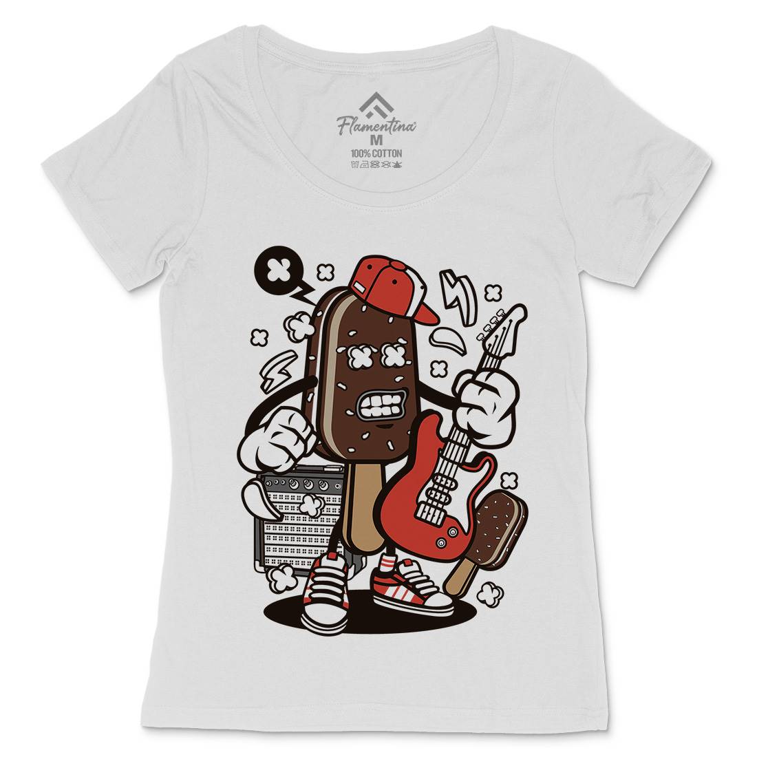 Ice Cream Rock Star Womens Scoop Neck T-Shirt Music C148