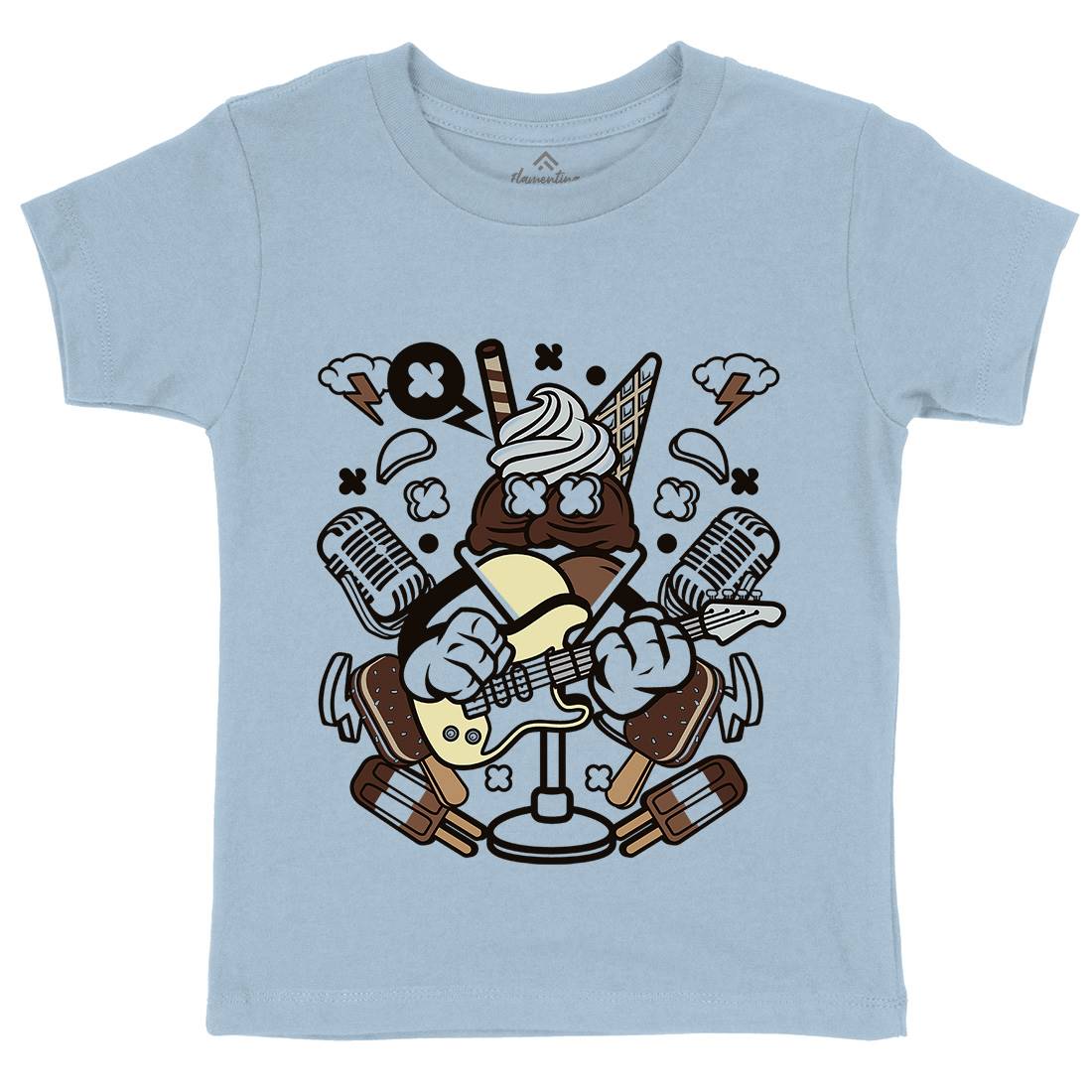 Ice Cream Rocker Kids Organic Crew Neck T-Shirt Music C149