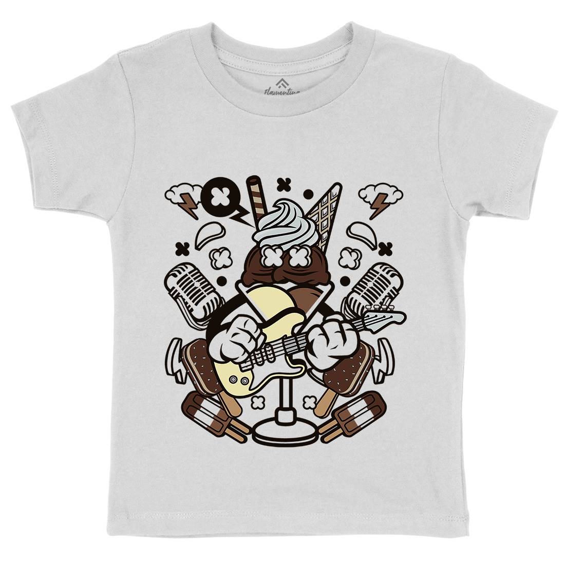 Ice Cream Rocker Kids Organic Crew Neck T-Shirt Music C149