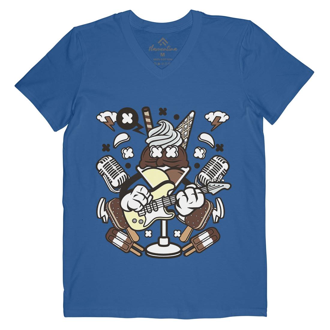Ice Cream Rocker Mens V-Neck T-Shirt Music C149