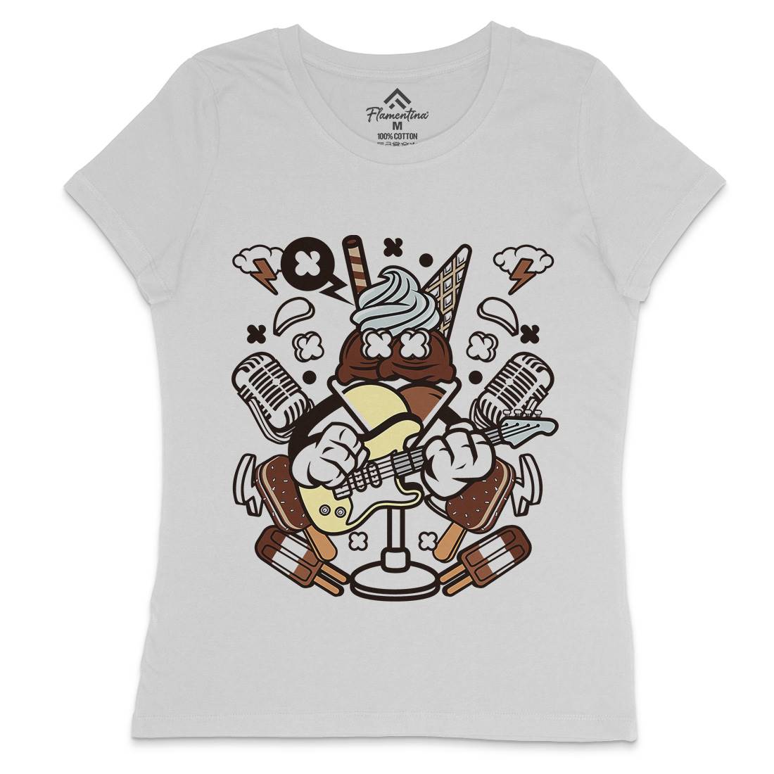 Ice Cream Rocker Womens Crew Neck T-Shirt Music C149