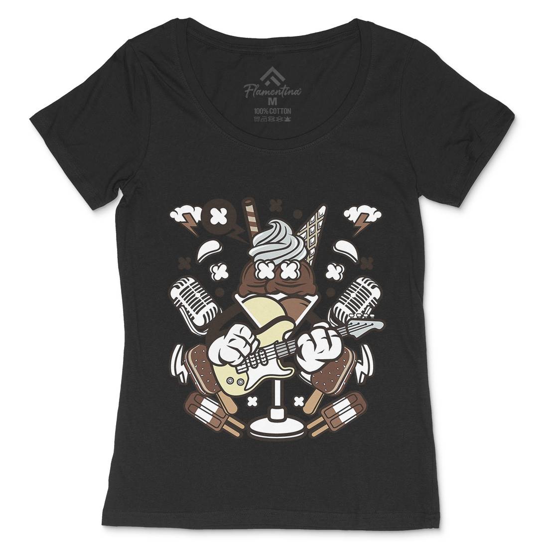 Ice Cream Rocker Womens Scoop Neck T-Shirt Music C149