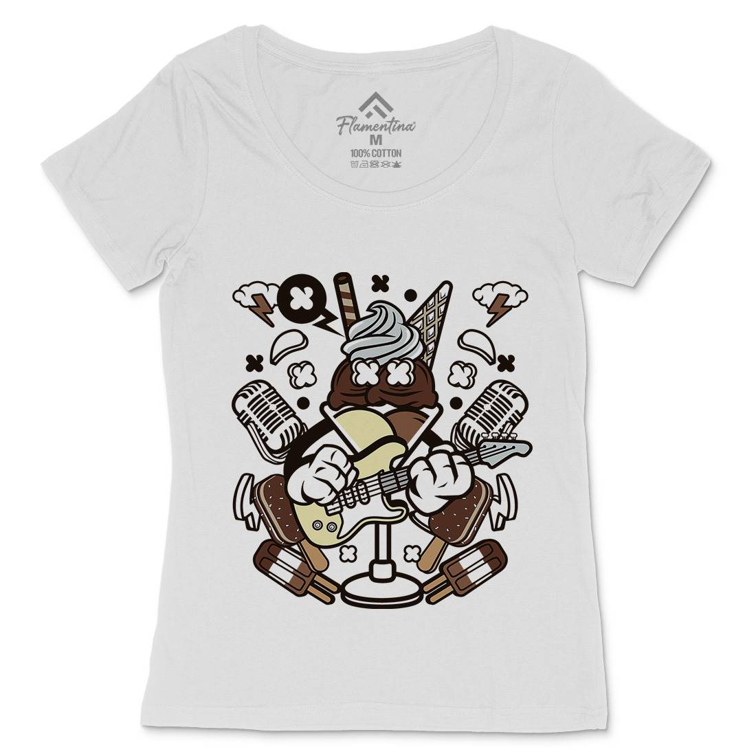 Ice Cream Rocker Womens Scoop Neck T-Shirt Music C149