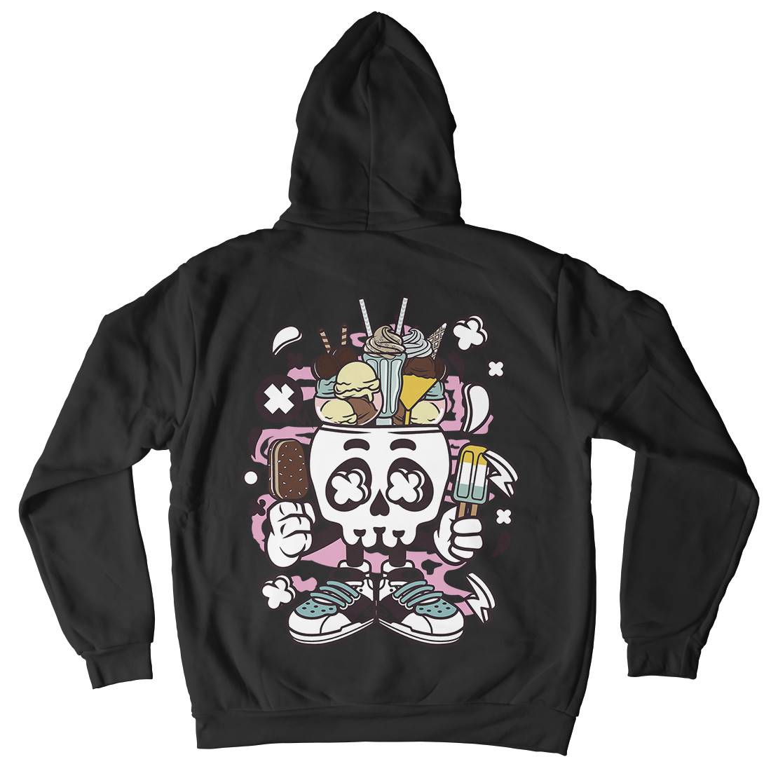 Ice Cream Skull Head Kids Crew Neck Hoodie Food C151