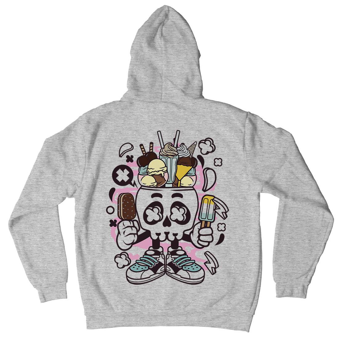 Ice Cream Skull Head Kids Crew Neck Hoodie Food C151