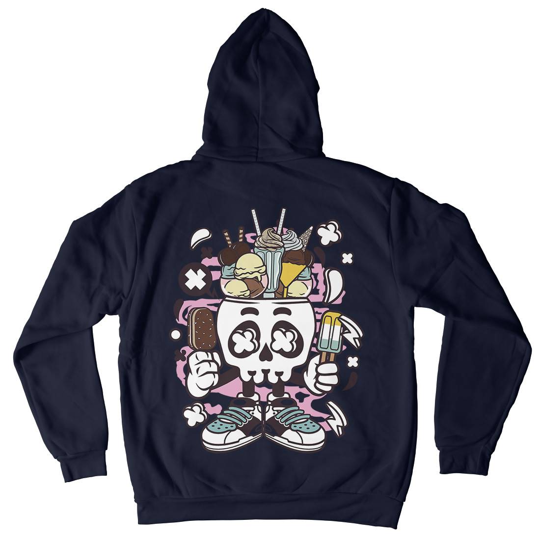 Ice Cream Skull Head Kids Crew Neck Hoodie Food C151