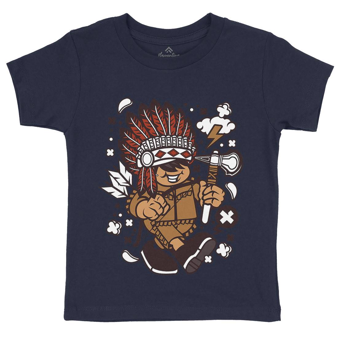 Indian Chief Kid Kids Organic Crew Neck T-Shirt American C152