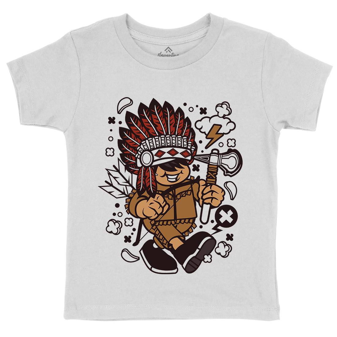 Indian Chief Kid Kids Organic Crew Neck T-Shirt American C152