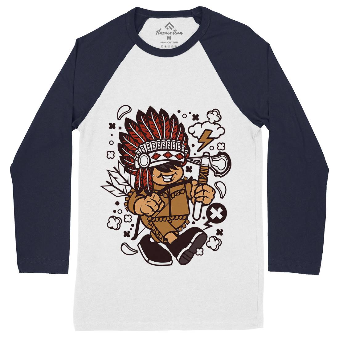 Indian Chief Kid Mens Long Sleeve Baseball T-Shirt American C152