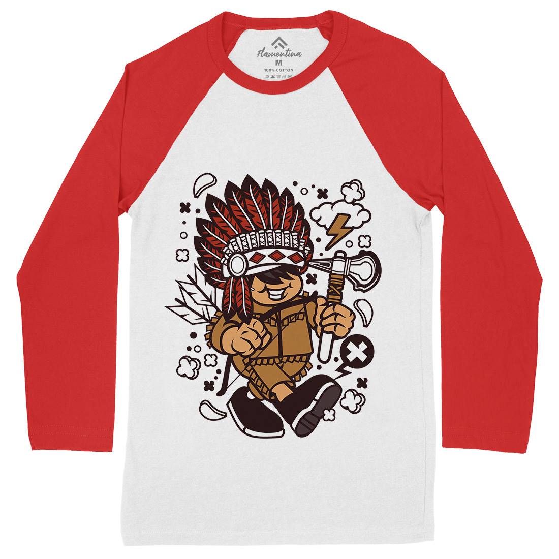 Indian Chief Kid Mens Long Sleeve Baseball T-Shirt American C152