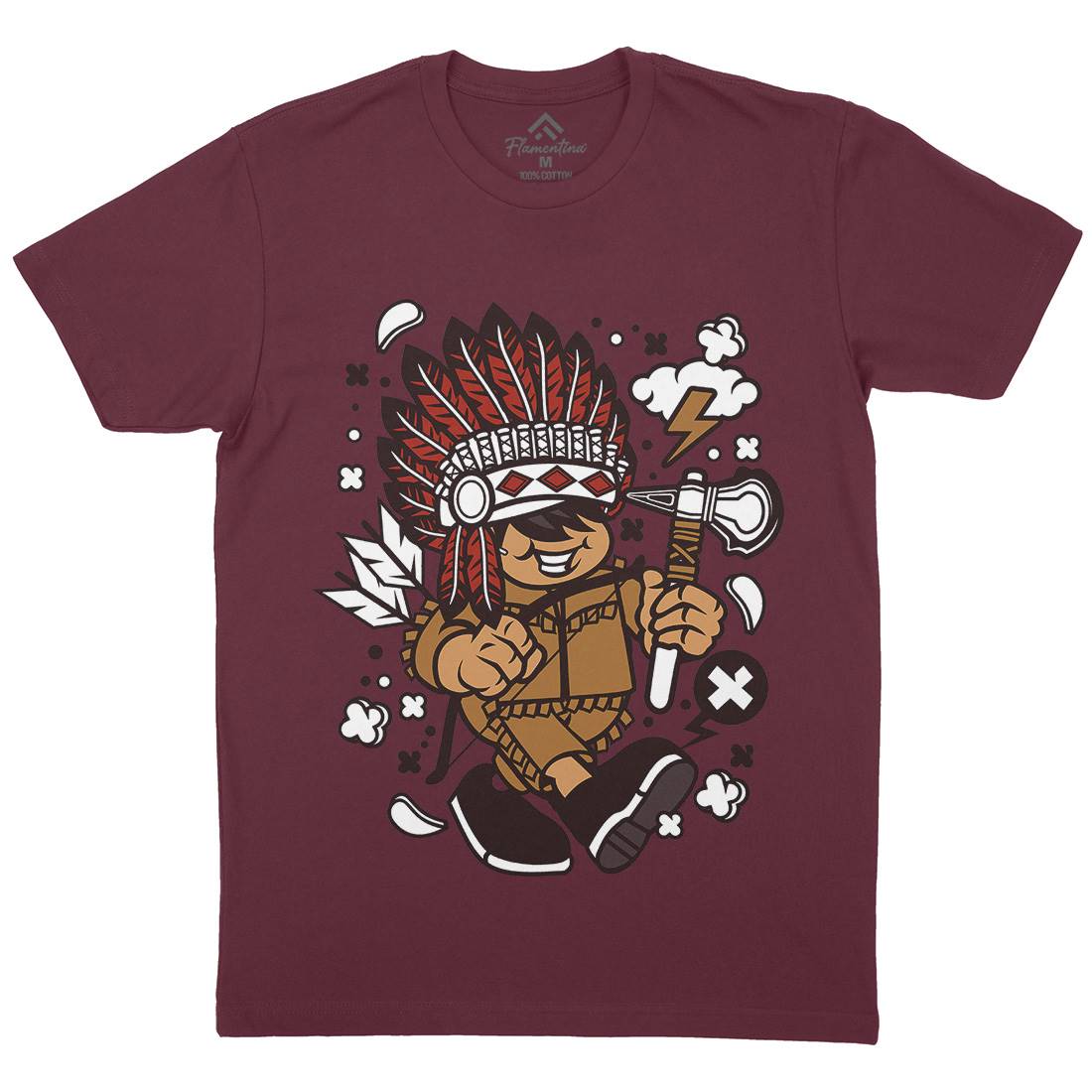 Indian Chief Kid Mens Crew Neck T-Shirt American C152