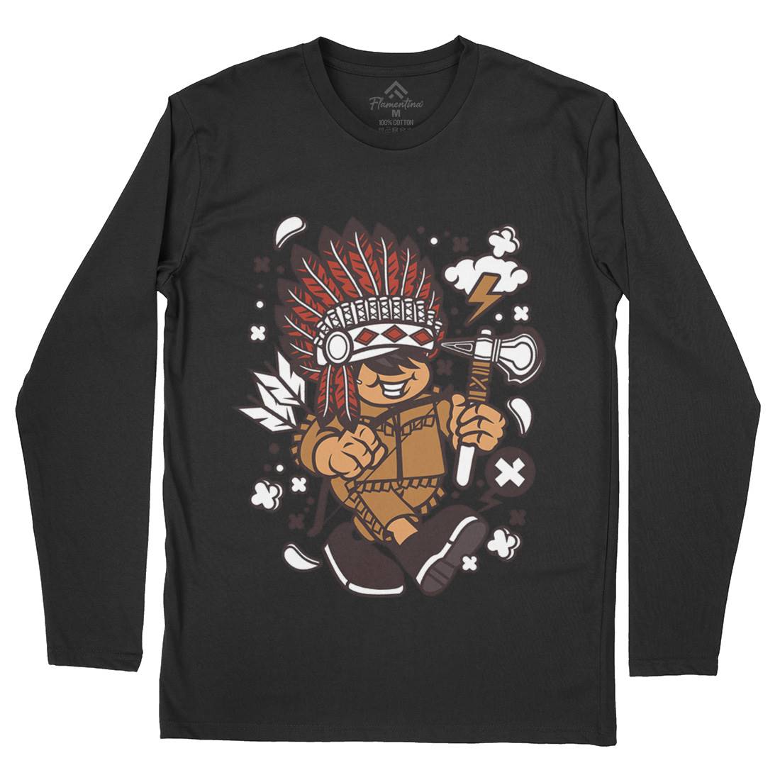 Indian Chief Kid Mens Long Sleeve T-Shirt American C152
