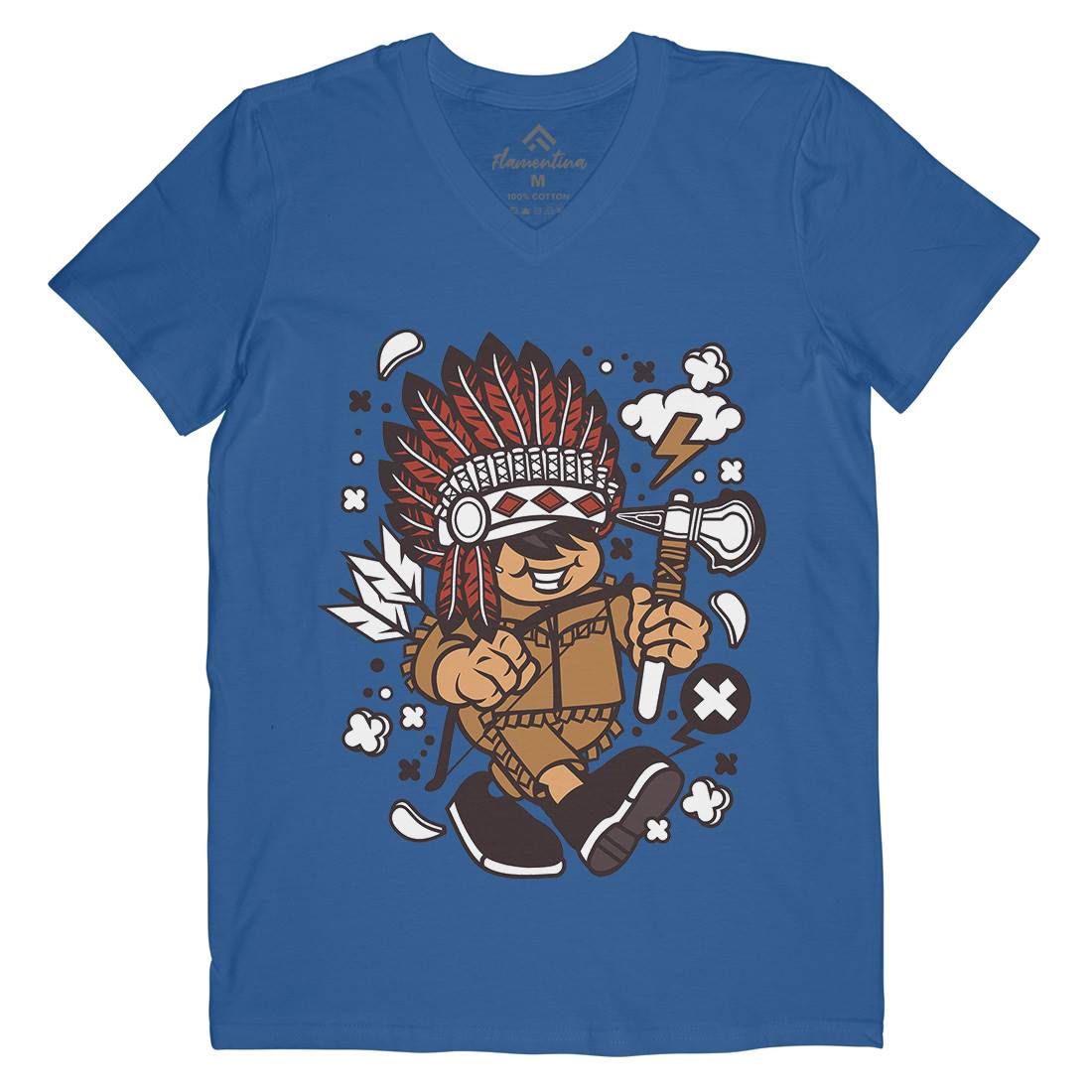 Indian Chief Kid Mens V-Neck T-Shirt American C152