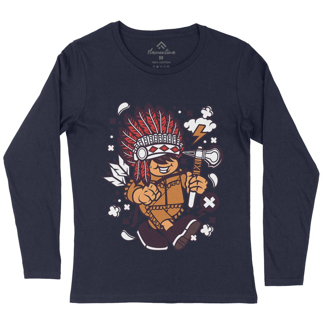 Indian Chief Kid Womens Long Sleeve T-Shirt American C152