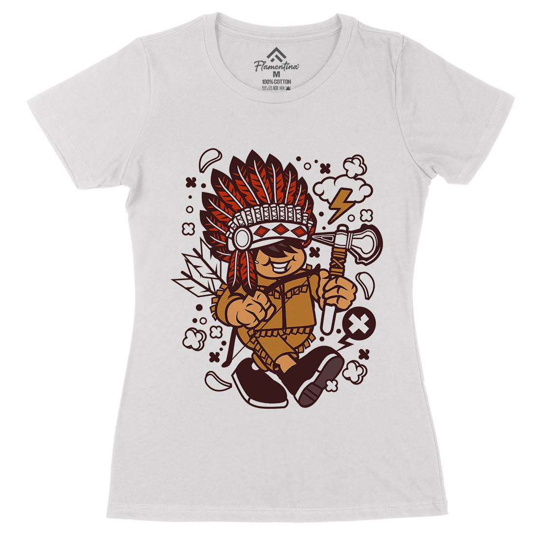 Indian Chief Kid Womens Organic Crew Neck T-Shirt American C152
