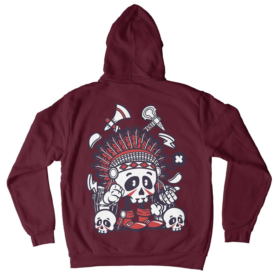 Indian Chief Skull Mens Hoodie With Pocket American C153
