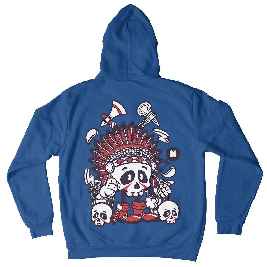 Indian Chief Skull Mens Hoodie With Pocket American C153