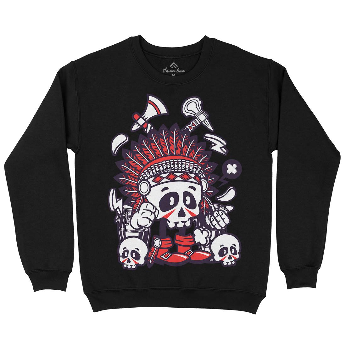 Indian Chief Skull Kids Crew Neck Sweatshirt American C153