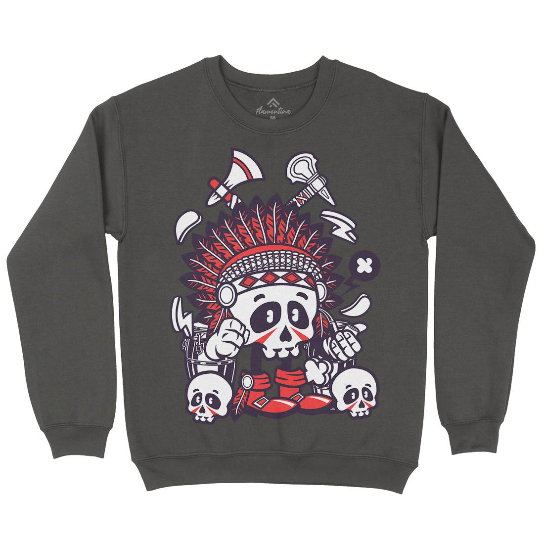 Indian Chief Skull Kids Crew Neck Sweatshirt American C153